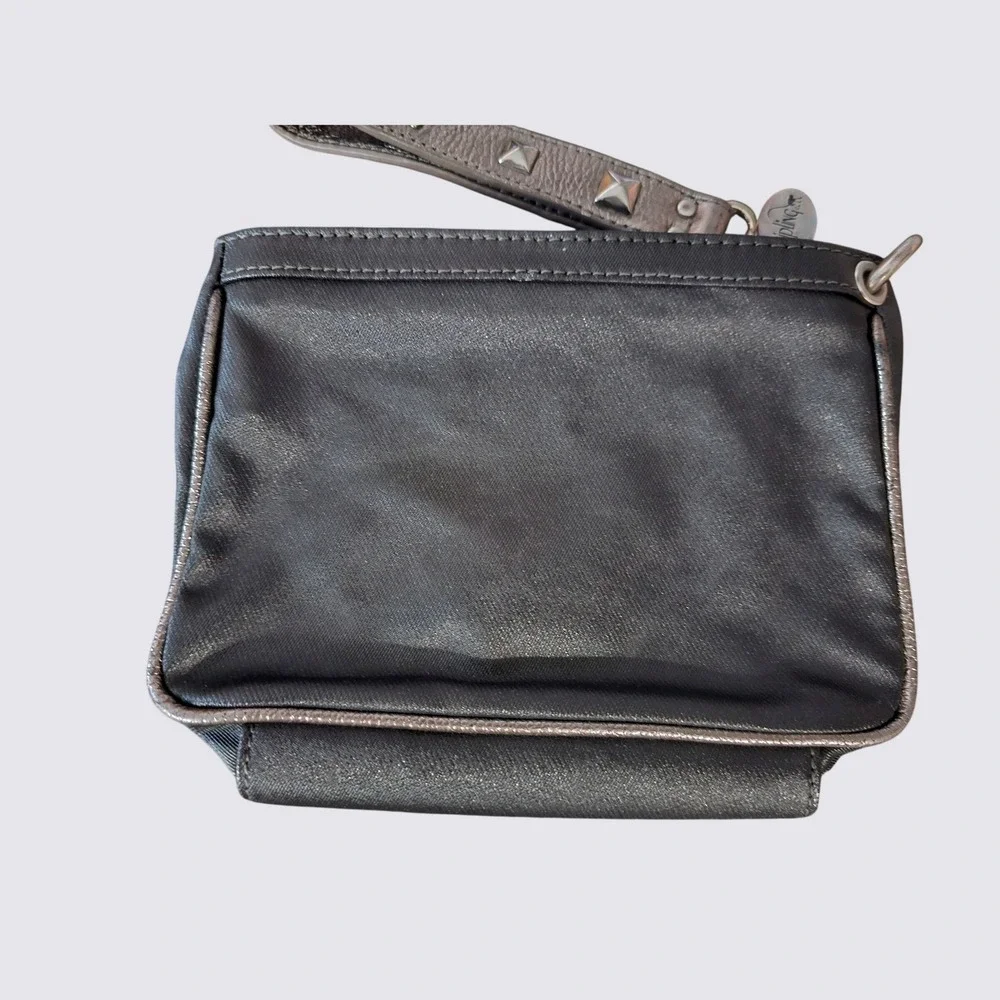Kipling Edgy Goth‎ Wristlet Black Silver Studded Chunky Zip #ST10